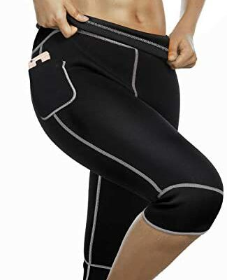 Bingrong Pantalon de sport effet sauna pour femme Taille haute Entraînement en néoprène Amincissant la sueur thermique Poche à séchage rapide Contrôle du ventre Cuisse Shaper