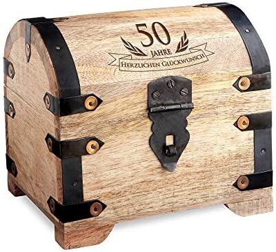 Casa Vivente 50e anniversaire coffre au trésor gravé boîte à bijoux en bois clair boîte de rangement argent cadeau emballage