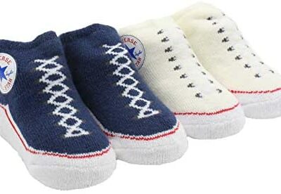 Converse Baby Bright Chaussons pour bébé (lot de 2) (BleachedAqua(LC0001-UW2)/Rouge, 0-6 mois)