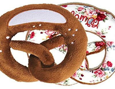 Garçon manqué de Nyani |  Bretzel en peluche animal en peluche avec effet crépitant pour bébé |  Bretzel en tissu pour les tout-petits comme cadeau jouet (avec motif de fleurs)