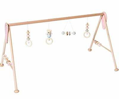 Jeux de bébé arc de jeu trapèze pour jumeaux extra large en bois "Nature Girls"