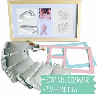 Mammacita Baby Hand and Foot Cast - Kit de plâtre pour bébé avec plâtre - Empreinte de main et cadre photo pour bébé - Cadeau de naissance (articles pour bébé)