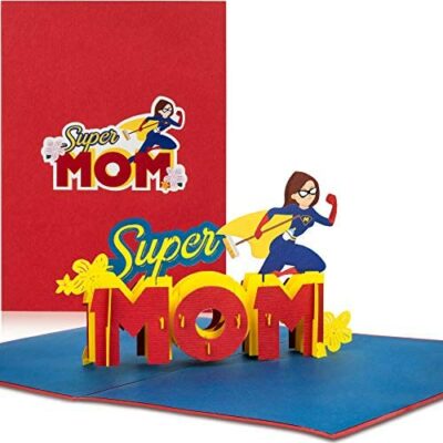 PaperCrush® Pop-Up Card Super Mom, Carte d'anniversaire 3D amusante pour la meilleure maman du monde, Carte de vœux pour la naissance, Cadeau de baby shower, Carte d'anniversaire pour la mère, Félicitations pour votre nouveau bébé