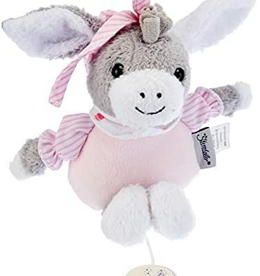 Sterntaler 6001838 boîte à musique pour fille, peluche âne Emmi Girl, mécanisme musical intégré, taille : S, gris/rose