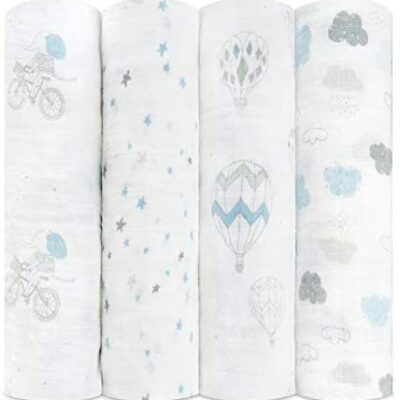 aden + anais adorables langes de rêverie, 100% mousseline de coton, 120cm X 120cm, pack de 4