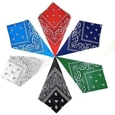 6 pcs Rouge Bandana Bandeau Mouchoir Écharpe Cadeau Hommes Femmes Polyvalent Taille 20.5*20.5 Pouce