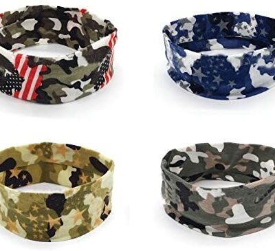 Apanphy® Bandeau de yoga sport 4 pièces, bandeau de camouflage en coton extensible, bandeau de course à pied bandeau camouflage pour homme et femme