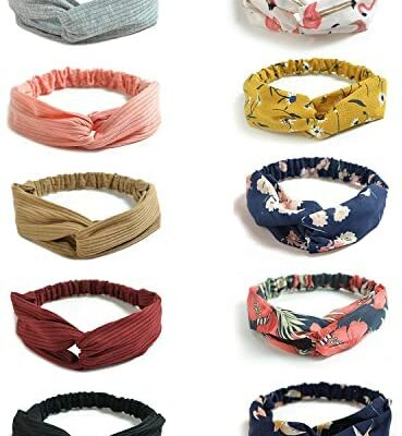 DRESHOW Boho Bandeau Dames Vintage Imprimé Floral Criss Noeud Bandeau Élastique Bandana Élastique Twist Mignon Cheveux Accessoires Pack de 10