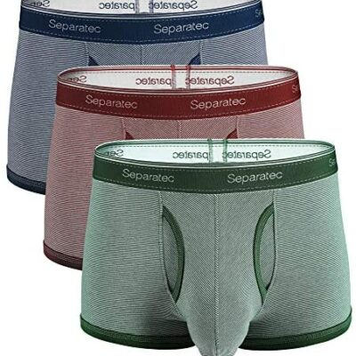 Separatec Lot de 3 caleçons pour homme en polyester sous-vêtement de sport avec poches sous-vêtement extensible confortable absorbant la transpiration (S, noir)