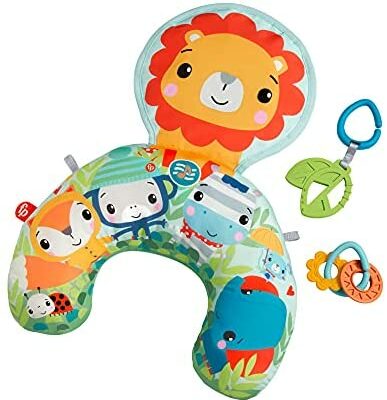 Fisher-Price Oreiller d'activité musicale My Mighty Lion avec musique et vibrations pour aider bébé à jouer, dès la naissance, GWY91