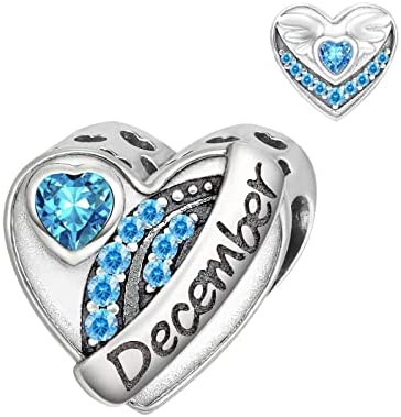 Qings Forever Love Breloques en forme de cœur pour bracelet en argent sterling 925 - Collier avec pendentif en forme de cœur et diamants de couleur plaqué or blanc (bijou en forme de cœur)