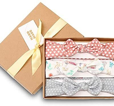 Aloces 3 pièces coton bébé fille bandeau, doux bébé fille bandeau élastique nœud bébé douche nouveau-né photographie cadeau