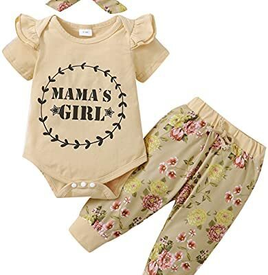 Amissz Ensemble de 3 pièces pour bébé fille, ensemble de vêtements à manches longues en coton doux pour bébé fille