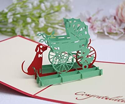 KUNSTIFY Cartes pop-up 3D - Cadeaux de fête prénatale, petit ami, petite amie, homme, femme, père, mère, félicitations, cadeau pour parents, carte de félicitations, nouveau-né, enfants (tétine verte)