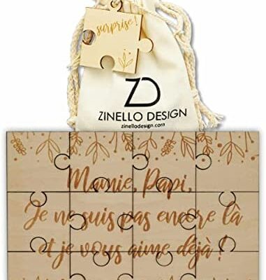 Annonce de grossesse puzzle en bois pour grands-parents | Idées cadeaux originales et personnalisées pour les futurs grands-mères et grands-pères | Annonces de naissance amusantes et insolites pour grand-mère et papa