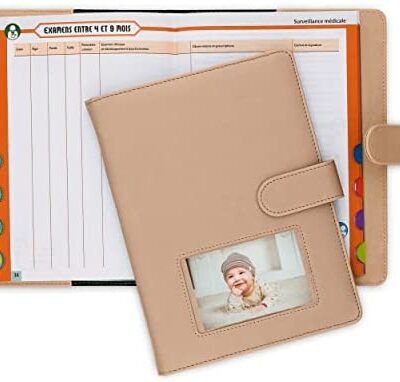 Couverture de carnet de santé personnalisée unisexe pour bébé avec stylo (fr) Couverture de livret de vaccination (fr) Sac de prescription et carte de vie (fr) Autocollant bonus (fr) Boîte de naissance originale