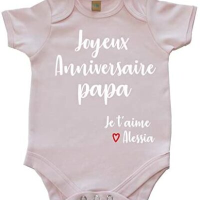 DSTNY Body bébé Joyeux anniversaire papa je t'aime + noms pour vêtements bébé personnalisés