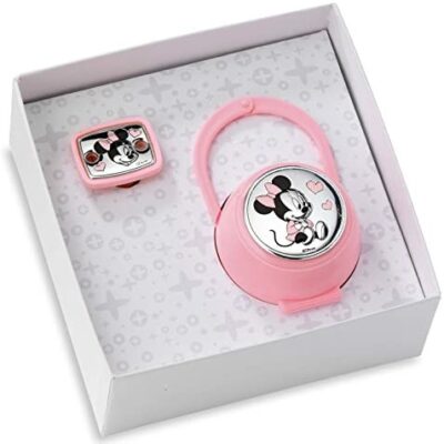 Disney Baby - Attache-sucette, étui à chaîne en argent - Cadeau d'anniversaire (Rose)