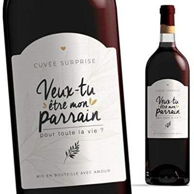 Étiquette de bouteille de parrain de Manahia | Voulez-vous être mon parrain ? Demande d'étiquette de vin Parrain | Faire-part de naissance - Futur parrain - Demande de parrain - Parrain surprise