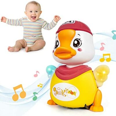 Jouets musicaux pour enfants Canard Musique Mobile Module de mouvement lumineux pour bébé avec musique et lumières Jouets rampants Filles Garçons Jeux éducatifs 6 mois à 10 ans Cadeau d'anniversaire de Pâques original