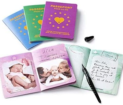 Passeport pour la vie - Livre d'or naissance/baptême - Parmesan - Cadeau pour garçons/filles