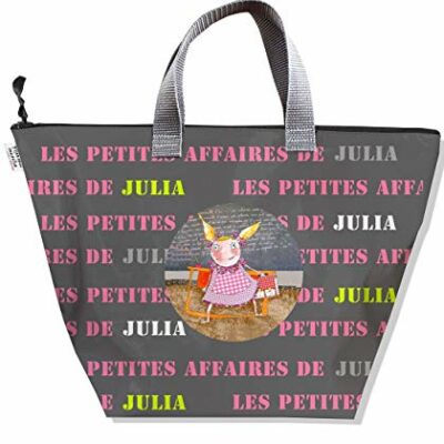 Sac bébé fille personnalisable, sac de rangement pour les petites affaires de mon bébé, sac cadeau d'anniversaire original et magnifique personnalisable, référence couleur gris.  H0308