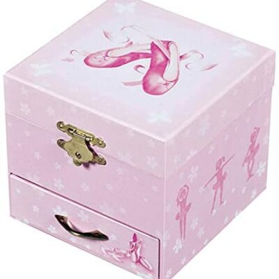 TROUSSELIER - Ballerine - Coffret à Bijoux Musical - Cadeau Idéal Jeune Fille - Phosphorescent - Lumineux - Musique Roméo et Juliette - Rose