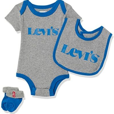 Levi's Kids Baby & Toddler Layette Set Baby Girls New Logo Baby Hat, Body, Bootie Set of 3 0253