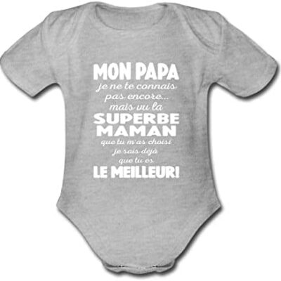 Spreadshirt® Cadeau d'annonce de grossesse Futur papa Future maman Body bébé manches courtes bio