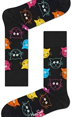 Happy Socks Chaussettes Chat Coloré, Noir/Multicolore