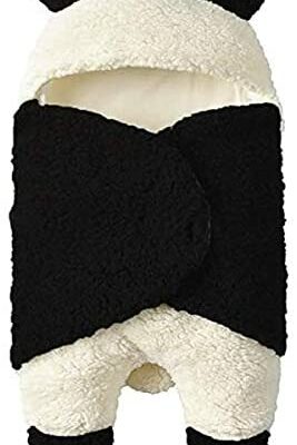 Couverture d'enveloppement d'hiver pour nouveau-né, couverture de rangement pour sac de couchage portable unisexe, sac de couchage pour poussette en coton polaire (0-3M, noir)