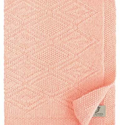 Couverture pour bébé en tricot de lin et coton/Couverture tricotée Lilou pour garçons, filles, nouveau-nés été hiver - 100% pure laine de Nouvelle-Zélande, Rose (120 x 150 cm) Couverture de couette/poussette