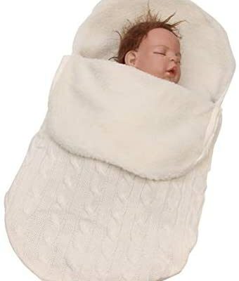 Cute Buntings Couverture en peluche chaude d'hiver Sac de couchage pour bébés filles et garçons en tricot double couche Multicolore Wrap Unisexe Nouveau-nés 0-12 mois - Blanc