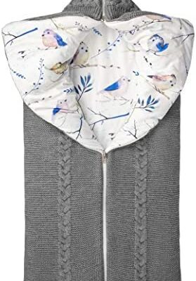 Danolt Zip Couverture chauffante pour nouveau-né, Gigoteuse en coton pour nouveau-né 0-12 mois Garçons Filles Bleu, Gris