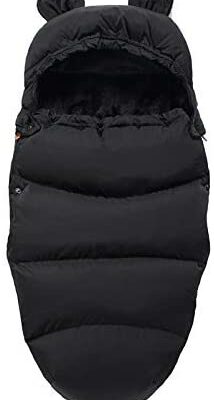 Mentin Chancelière d'hiver universelle pour poussette, sac de couchage pour poussette, couverture d'emmaillotage chaude, sac d'emmaillotage pour poussette, col en fourrure amovible (noir)