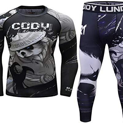 Cody Lundin Combinaison de compression pour homme Chemise et pantalon de compression à manches longues Haut à manches longues Body de sport Séchage rapide Sous-chemise pour homme