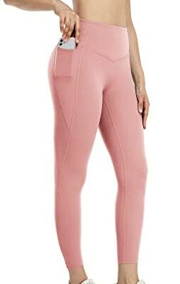 icyzone Legging athlétique 7/8 pour femme Taille haute avec poches