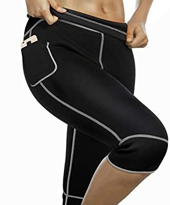 Bingrong Shorts de sport pour femme Pantalon de sauna en néoprène Leggings Slim Anti-cellulite Pantalon skinny Taille haute Fitness Running Short de yoga avec poches