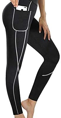 Gudcozi Pantalon de survêtement pour femme, legging slim, pantalon de sudation pour femme en néoprène Sauna Leggings pour perdre du poids Longueur cheville Parfait pour le sport Yoga Jogging Minceur Fitness