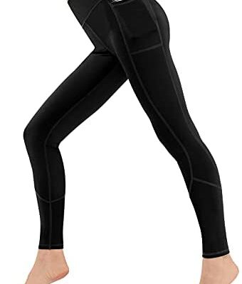 Legging taille haute noir pour femme, pantalon de yoga avec poches pour le sport, le fitness, l'entraînement, la course, le jogging