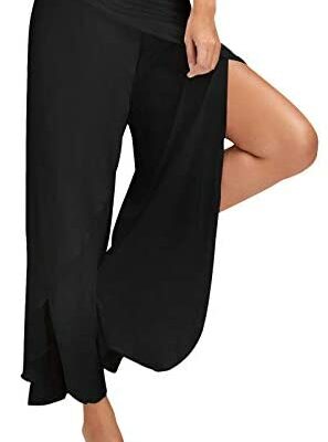 Dasongff Wide Leg Flowing Slit Pants Women- Yoga Track Pants- Beach Pants- Boho Beach Pants- Yoga, Fitness, Jogging, Gym Running Pants