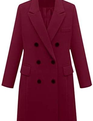 Manteau en laine à double boutonnage pour femmes à manches longues Veste Trench-Coat Hiver Veste chaude Parka longue