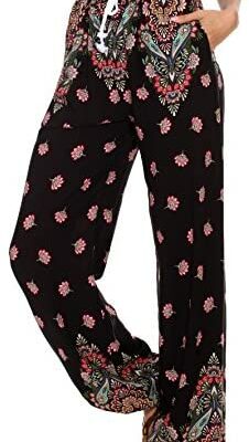 Urban GoCo Sarouel Boho pour femme Pantalon taille élastique à imprimé floral pour femme