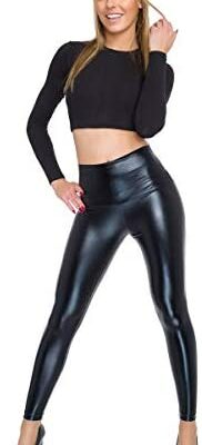 FUTURO FASHION - Legging long taille haute - Sexy - Latex/Similicuir/Brillant ou Mat effet mouillé