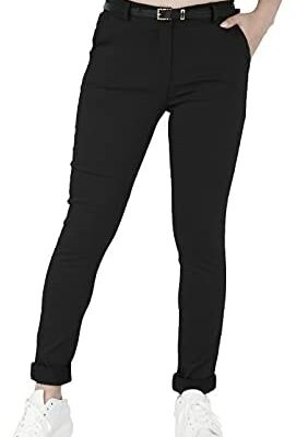 Joffee Company Pantalon chino stretch pour femme avec ceinture (Ref 3008)