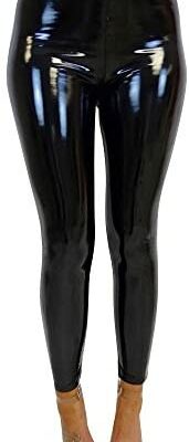 Lazzboy taille haute simili cuir Leggings Sexy femmes pantalons Leggings brillant métal liquide Disco Style