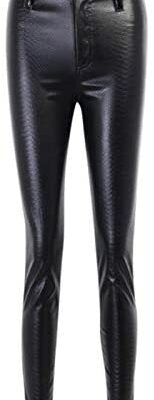 Pantalon en similicuir stretch sexy pour femme Leggings taille haute Clubwear