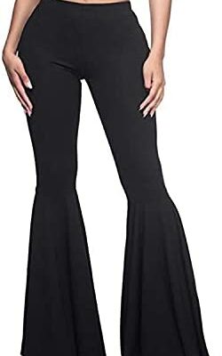 Pantalon évasé taille haute pantalon de couleur unie pour femme taille élastique pantalon évasé décontracté leggings élastiques à jambes larges