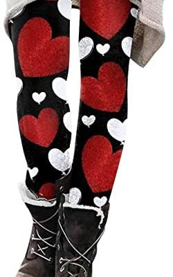 Alwayswin Leggings thermiques pour femmes Jogger Pantalon Saint Valentin Imprimer Slim Fit Casual Skinny Stretch Sports