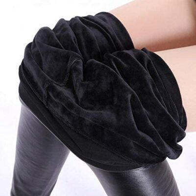 YHWW Leggings, Leggings en Cuir Mince et Chauds pour Femmes Automne et Hiver Taille Haute Pantalons en Simili Cuir Serrés Leggings en PU pour Femmes en Molleton Épaissi